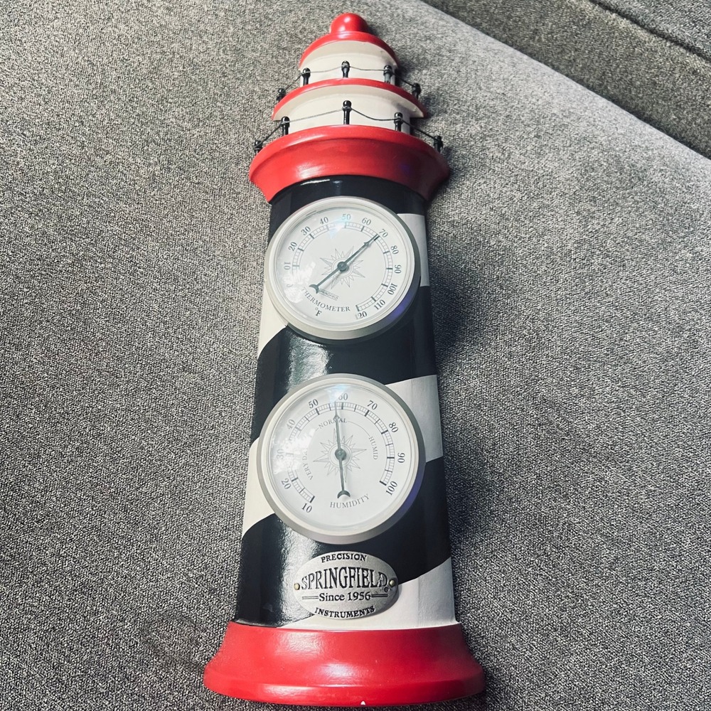 Springfield Lighthouse Weather Station Unisex OS Red White Black Thermometer